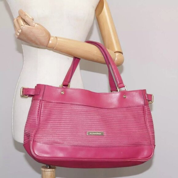 BURBERRY Blue Label Hand Bag Leather Pink Gold - Picture 12 of 15